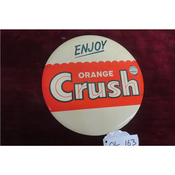 Vintage Enjoy Orange Crush Hanging/Easel Back 9'' Diameter 