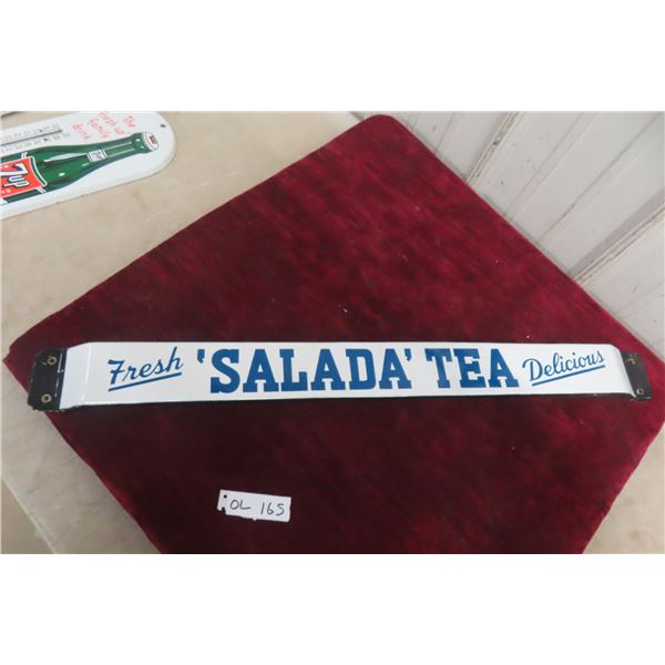 1950s Salada Tea Fresh Delicious Porcelain Door Bar 3'' x 32'' 