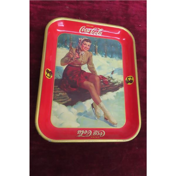 Coca Cola 1941 Skating Lady Metal Tray 