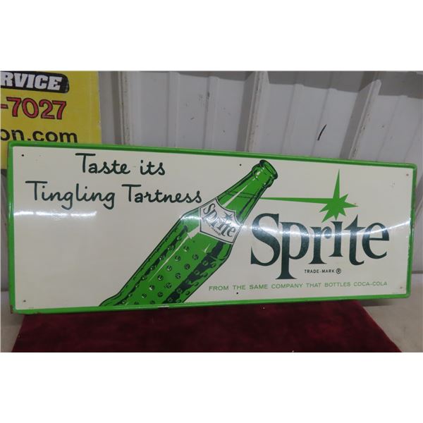 Sprite Metal Tin Sign with Bottle Graphics. Trademark Shows 