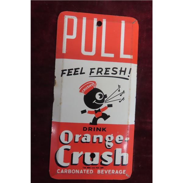 Orange Crush Painted Metal Door Palm Press Embossed. Believe