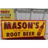 Image 1 : Vintage Masons Old Fashion Root Beer Metal Tin Embossed Sign,