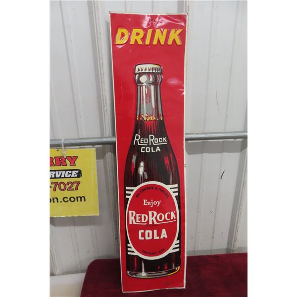 Red Rock Cola Metal Tin Embossed Vertical Sign 8'' x 32'' Dated