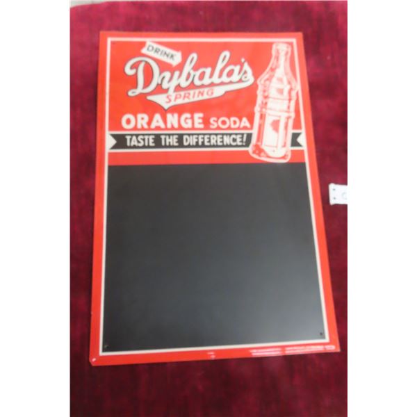 Vintage Dybalas Orange Soda Metal Embossed Menu Board 