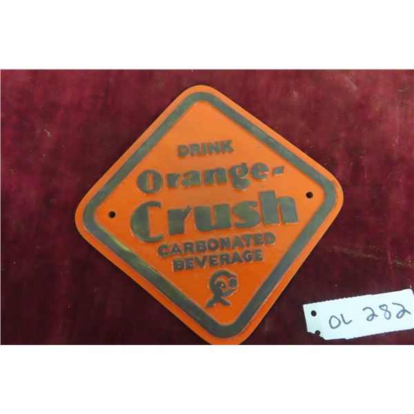 Orange Crush Cast Sign 6'' x 6'' Vintage? 