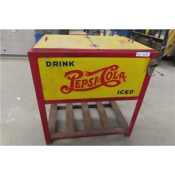 1940s Pepsi Cola Ice Cooler with Bottle Opener 32'' x 30'' x 21'' Has 