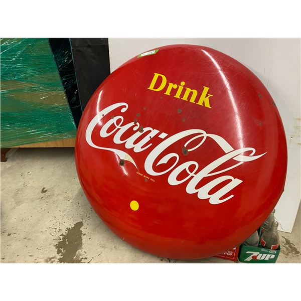 1954 Coca Cola Porcelain Button Sign 48"