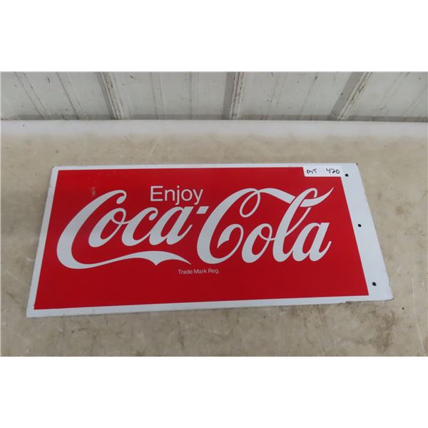Vintage Coca-Cola "Enjoy" Metal Sign, Measuring 10" x 22"