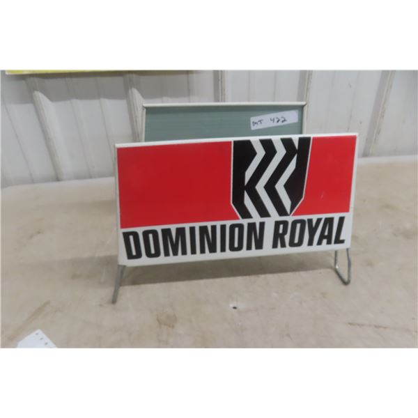 Dominon Royal Metal Tin Stand Sign, Measuring 7" x 13 1/2"