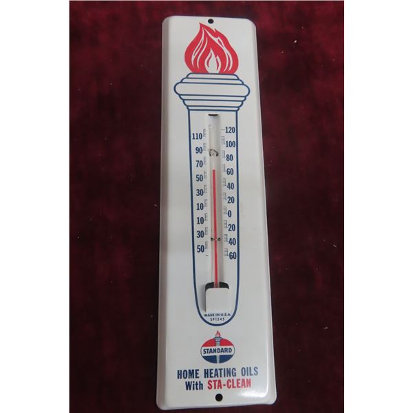 Vintage Standard Metal Thermometer w/ Bulb, Very Clean, Measuring 3 1/4" x 11 1/4"