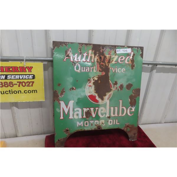 Vintage Imperial Marvelube Porcelain One Panel of Oil Rack Sign, Measuring 20 1/2" x 23"