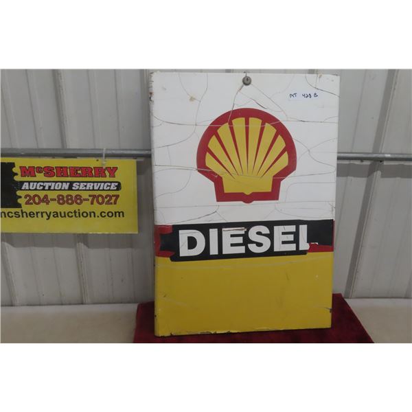 Shell Diesel Metal Gas Pump Door Panel, Measuring 20" x 28"