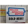 Image 1 : Vintage Walker Muffler "Sold Here" Metal Embossed Sign, Measuring 24" x 30"