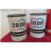 Image 2 : Six Assorted Oil and Grease Cans Including Quaker, Esso, Shell, and Texaco, Some Full