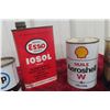 Image 3 : Six Assorted Oil and Grease Cans Including Quaker, Esso, Shell, and Texaco, Some Full
