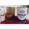 Image 4 : Six Assorted Oil and Grease Cans Including Quaker, Esso, Shell, and Texaco, Some Full