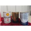 Image 5 : Six Assorted Oil and Grease Cans Including Quaker, Esso, Shell, and Texaco, Some Full
