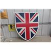 Image 1 : Vintage Union Jack Shield Masonite Sign, Measuring 30" x 36"