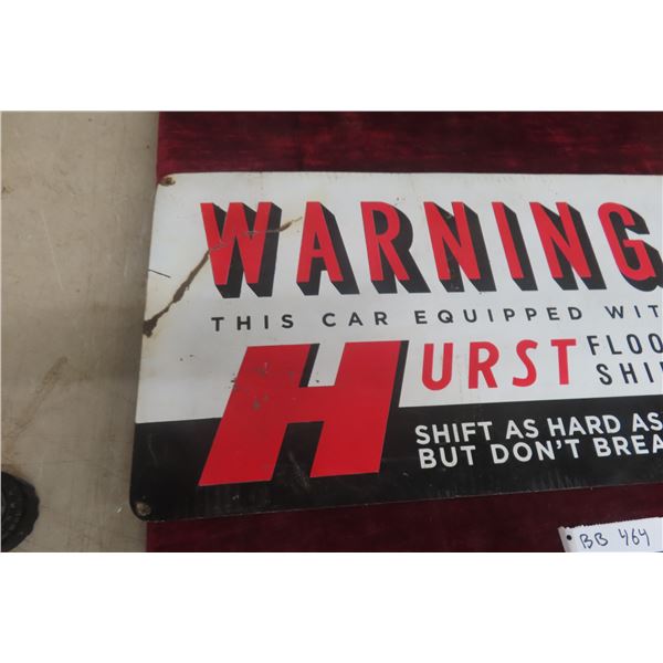 Vintage Hurst Auto Floor Shift Metal Sign, Vintage, 1960s–1970s, 13" x 36"