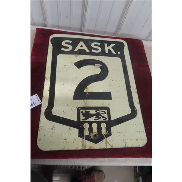 Saskatchewan Highways Number Two Metal Sign, 18" x 24", 1971