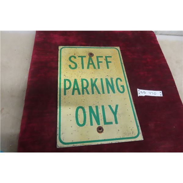 Staff Parking Metal Sign, 1972, 12" x 18"