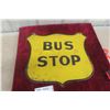 Image 1 : Vintage Bus Stop Metal Shield-Shaped Double Sided Sign, 1940s–1950s, 18" x 18"