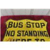 Image 4 : Vintage Bus Stop Metal Shield-Shaped Double Sided Sign, 1940s–1950s, 18" x 18"