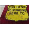 Image 5 : Vintage Bus Stop Metal Shield-Shaped Double Sided Sign, 1940s–1950s, 18" x 18"
