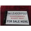 Image 1 : Vintage The Leader Post Porcelain Double Sided Flange Sign, 8" x 12"