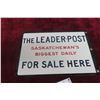 Image 6 : Vintage The Leader Post Porcelain Double Sided Flange Sign, 8" x 12"