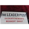 Image 7 : Vintage The Leader Post Porcelain Double Sided Flange Sign, 8" x 12"