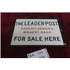 Image 8 : Vintage The Leader Post Porcelain Double Sided Flange Sign, 8" x 12"