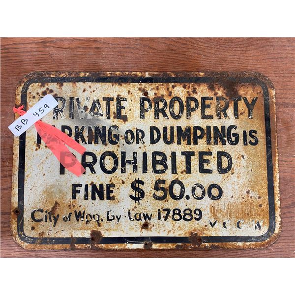 Private Property No Dumping or Parking City By-Law Double Sided Metal Sign, 10" x 18"
