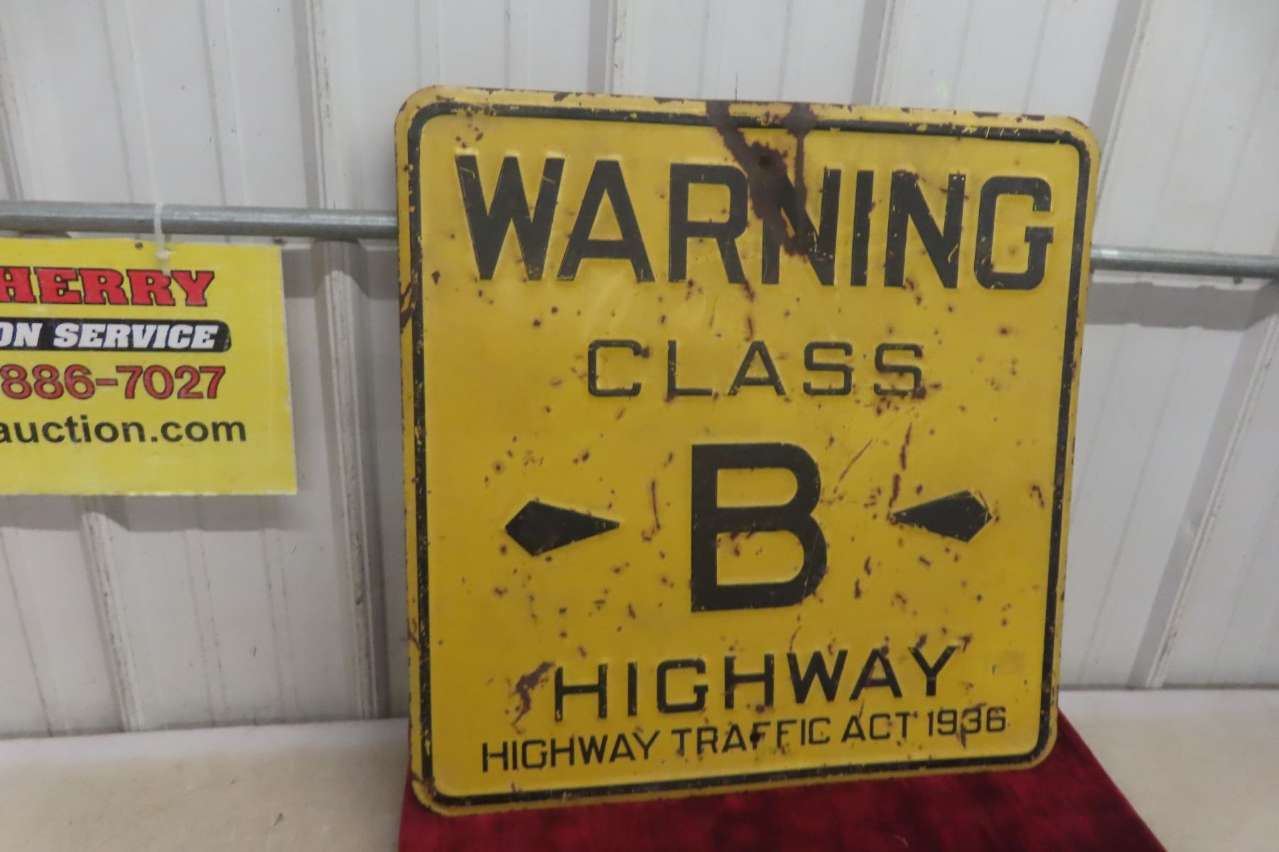 Class B Highway Embossed Metal Traffic Sign, Dated 1936, 24