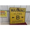 Image 1 : Class B Highway Embossed Metal Traffic Sign, Dated 1936, 24" x 24"