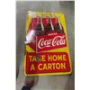 Image 1 : Coca-Cola Six Pack Metal Tin Advertising Sign, Take Home a Carton, Dated 1951, 35" x 53"