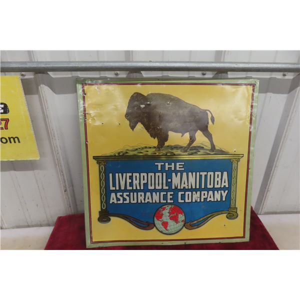 The Liverpool-Manitoba Assurance Company Early Metal Tin Lithograph Sign