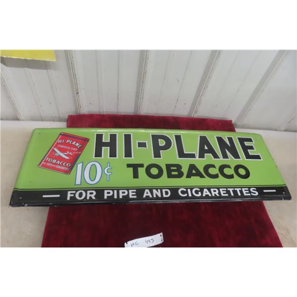 Hi-Plane Tobacco Vintage Embossed Metal Tin Advertising Sign, 11 1/2" x 35"
