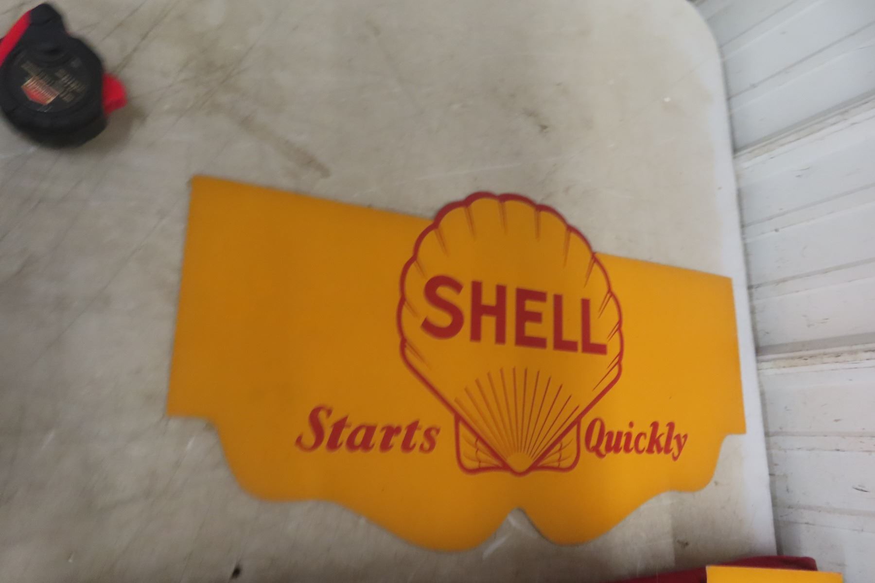 Three Vintage Shell Double Sided Cardboard Advertising Signs, 18
