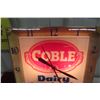 Image 2 : Coble Dairy Products Light-Up Clock, Working, Glass Lens, 15" x 15", 1950s