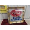 Image 4 : Coble Dairy Products Light-Up Clock, Working, Glass Lens, 15" x 15", 1950s