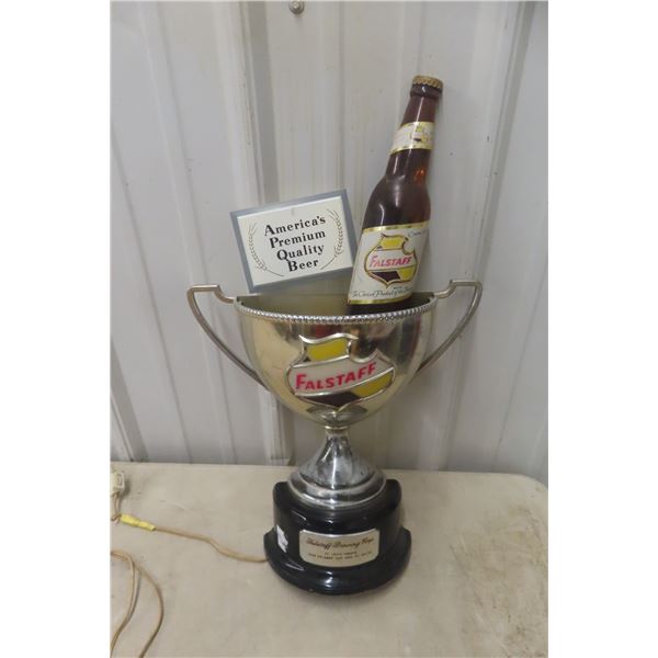 Falstaff Beer Sign, Light Up, Vintage Detail, No Bulb, Not Tested 21" Tall