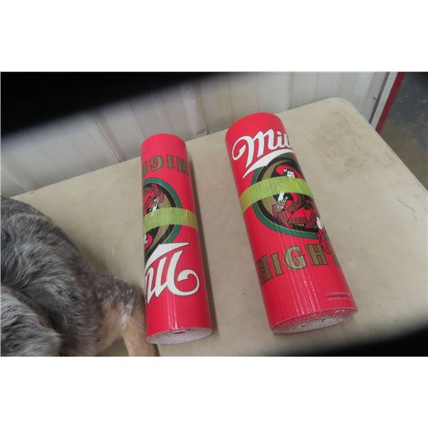 Two Long Corrugated Miller High Life Banner Advertising