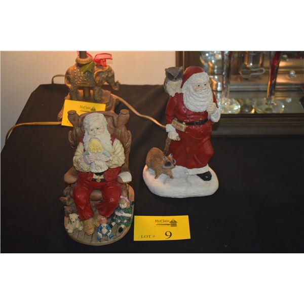 SANTA SCULPTURES BY LARRY MILLER & KEN MEMOLI, "FOREST FRIENDS" & DEAR SANTA" W/FITTED BOX (2) (2 PC