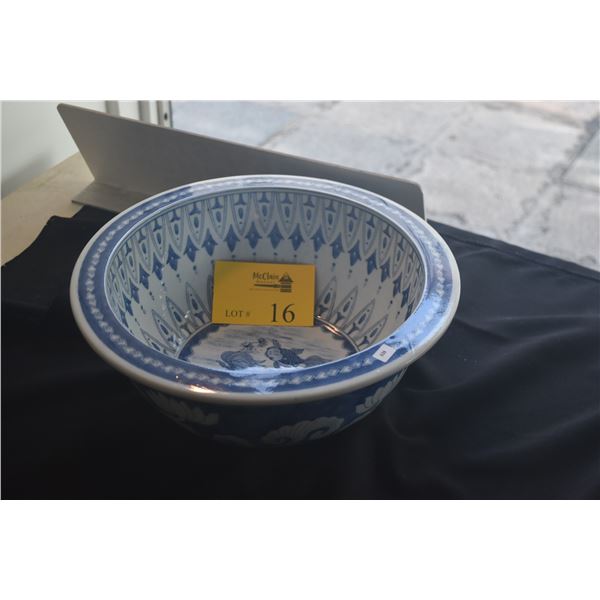 14" CHINESE BLUE & WHITE BOWL