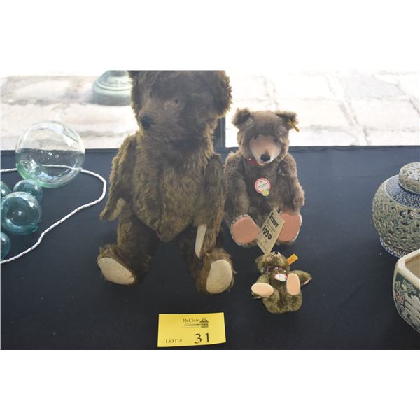 COLLECTION OF TEDDY BEARS (2 STEIF) (3 PCS)