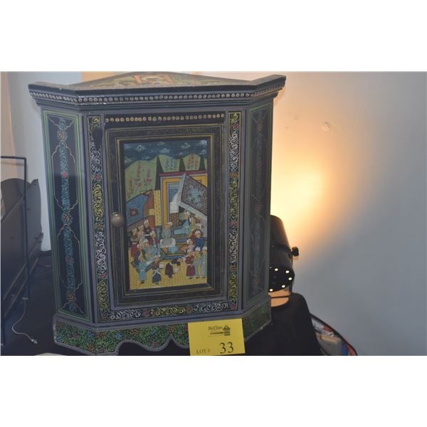 HAND PAINTED MUGHAL CORNER CABINET (18 1/2" X 20 1/2")