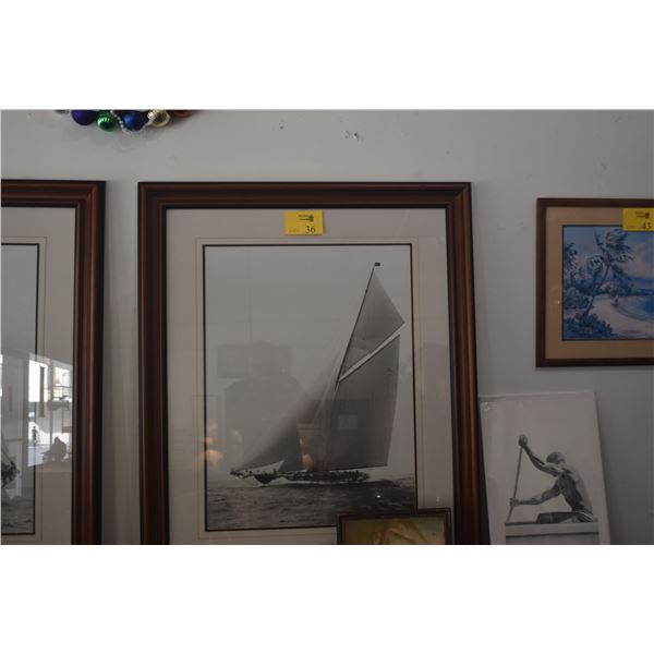 FRAMED PHOTO PRINT, "SHAMROCK III - 1931; BEKEN OF COWES (37 3/4" X 48")
