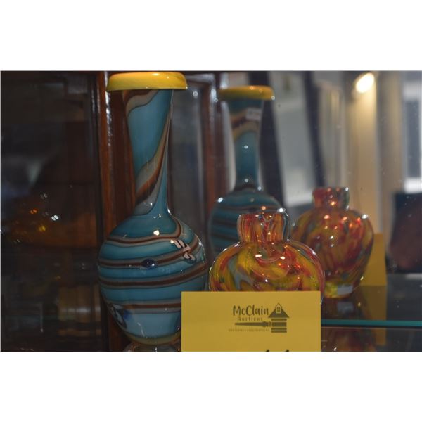 MULTI-COLORED VASES (9 1/4" & 4 3/4") (2 PCS)