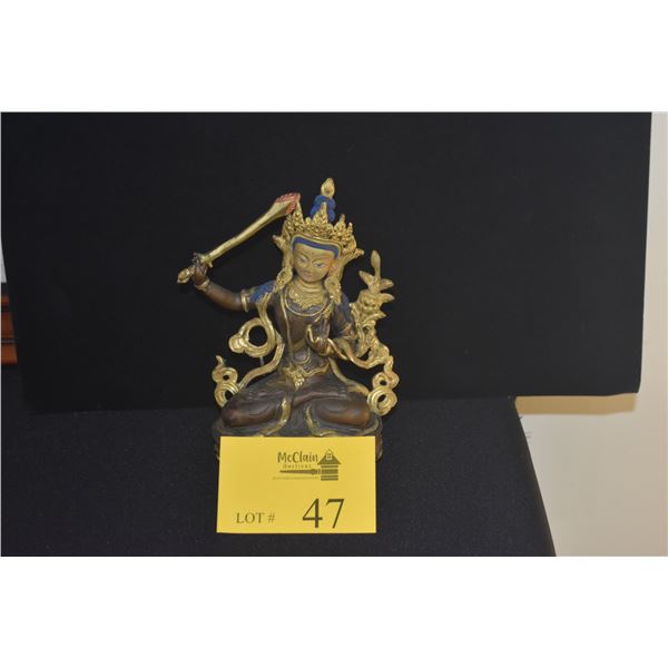 MANJUSHRI BRONZE BUDDHIST DEITY (8 1/4")